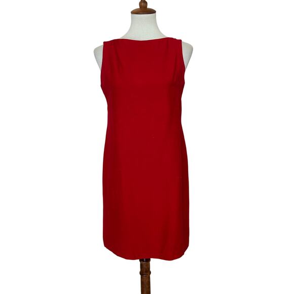 Emanuel Ungaro Red Sheath Dress Size 6 Petite Career Work Designer Quiet Luxury - Picture 1 of 5